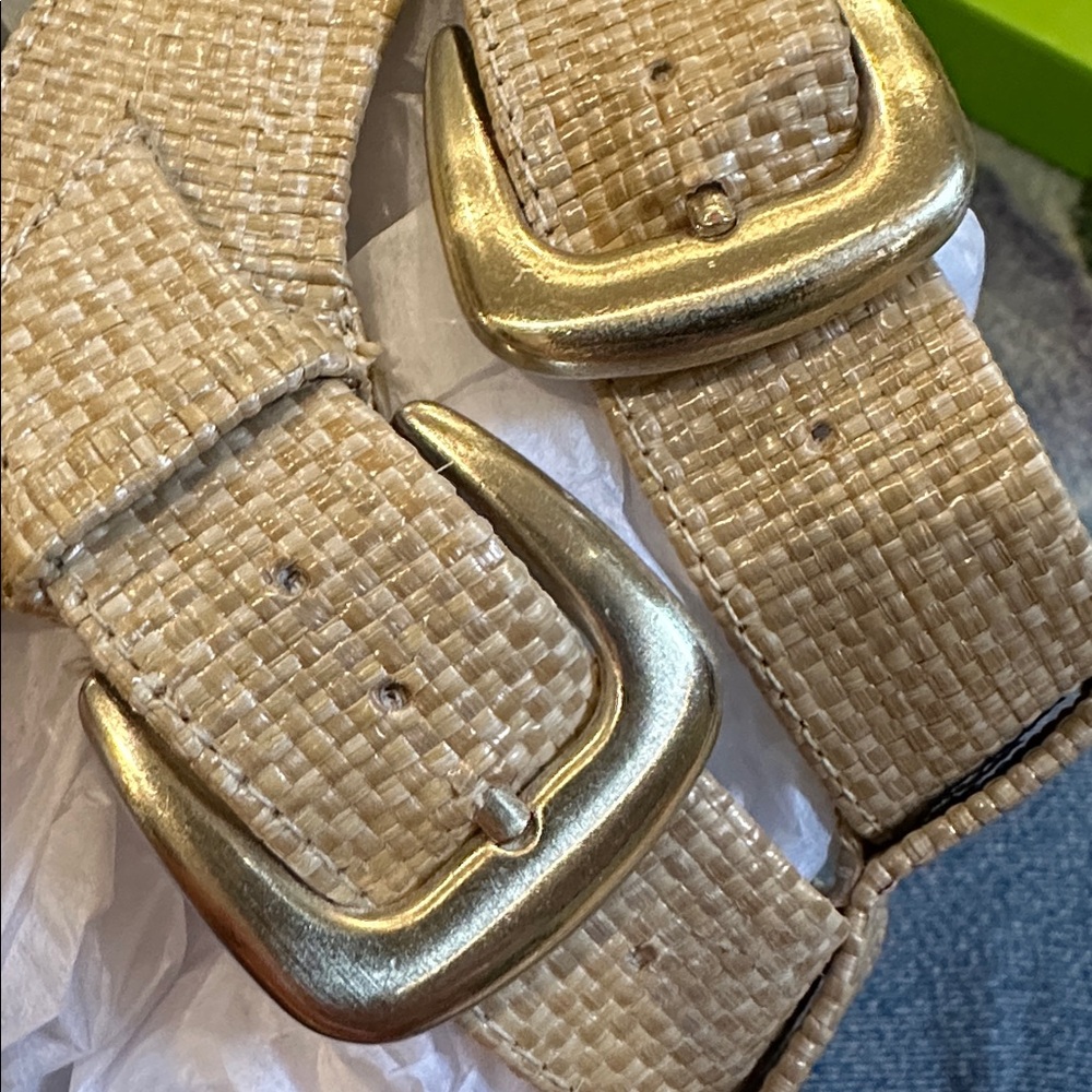 New Sam Edelman Beige Woven Gladiator Sandals NWT - Picture 5 of 16